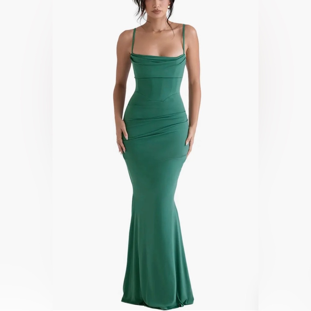 House of CB Milena Jersey Corset Dress New With Tags NWT green size EXTRA small